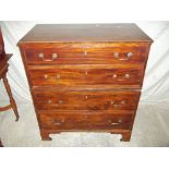 AN ANTIQUE FOUR DRAWER CHEST ON CHEST 86CM WIDE.