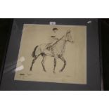 A FRAMED AND GLAZED LIMITED EDITION PRINT OF ARKLE SIGNED