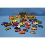 A QUANTITY OF DIECAST VEHICLES TO INCLUDE BOXED CORGI MINI, MORRIS MARINA & CITROEN SM, AND