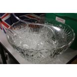 A GLASS PUNCH BOWL SET