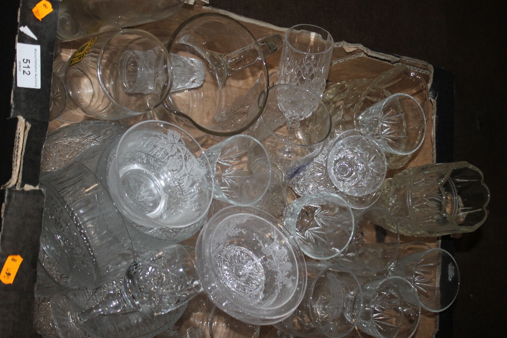 A TRAY OF GLASSWARE (TRAY NOT INCLUDED)