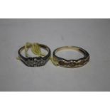 TWO LADIES 9 CT GOLD DRESS RINGS, W 4.6 g BOTH RING SIZE Q