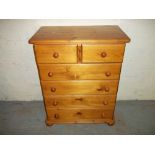 TWO OVER FOUR SOLID PINE CHEST OF DRAWERS.