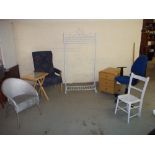 A SELECTION OF SEVEN ITEMS TO INCLUDE A NEW FOLD AWAY TABLE, AN OFFICE CHAIR, A COAT STAND, A