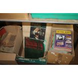 A QUANTITY OF ASSORTED BOOKS AND MAGAZINES AND A BOX OF 78 RECORDS AND SINGLES