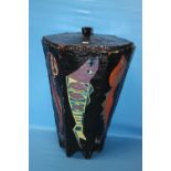 A PAPIER MACHE PAINTED LAUNDRY BOX