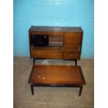 A VINTAGE COCKTAIL SIDEBOARD UNIT AND MATCHING COFFEE TABLE