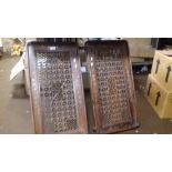 A PAIR OF INDIAN CARVED FRETWORK TRAYS