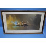 A FRAMED AND GLAZED PRINT OF A SPITFIRE BY BARRIE CLARK