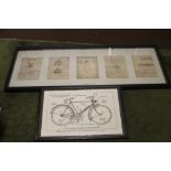 A FRAMED AND GLAZED REPRODUCTION PICTURE OF DRAWINGS AFTER LEONARDO DA VINCI OF WING MECHANISMS