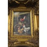 A GILT FRAMED PICTURE OF POULTRY