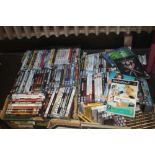 TWO TRAYS OF CDS, DVDS, COMPUTER GAMES ETC. (TRAYS NOT INCLUDED)