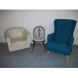 TWO MODERN EASY CHAIRS AND A DINING CHAIR (3)