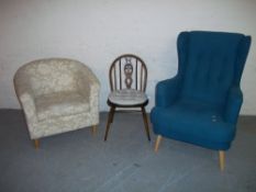 TWO MODERN EASY CHAIRS AND A DINING CHAIR (3)