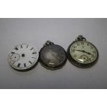 A JUNGHANS WHITE METAL POCKET WATCH, AN ART DECO POCKET WATCH AND A MOVEMENT (3)