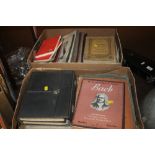TWO BOXES OF ASSORTED SHEET MUSIC AND MUSIC INTEREST BOOKS