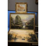 TWO OIL ON CANVAS OF LAKESIDE SCENES, ONE SIGNED DIGBY PAGE, THE OTHER DAVID A. JAMES TOGETHER
