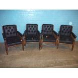 FOUR ANTIQUE LEATHER CHAIRS