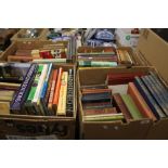 FOUR TRAYS OF MISCELLANEOUS BOOKS (TRAYS NOT INCLUDED)