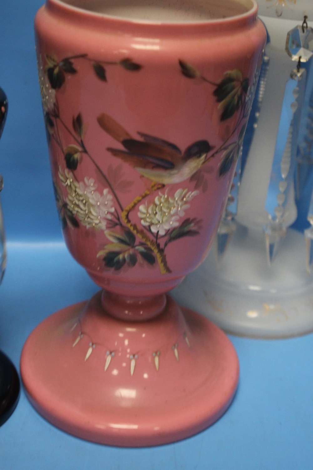 THREE LUSTRE VASES AND A PINK VASE - Image 2 of 2
