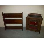 EARLY 1900'S BOOKSHELF AND A CARVED GLASS DISPLAY CABINET.