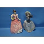 A ROYAL DOULTON FIGURINE 'MISS KAY' HN3659 TOGETHER WITH A NAO FIGURINE (2)