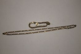 A 9 CT GOLD CHAIN AND A BRACELET, W 16.2 g (2)