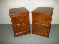 TWO WOODEN LOCKABLE TWO DRAW FILING CABINETS