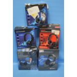 FIVE SETS OF BOXED GAMING HEADSETS