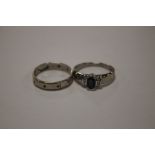 A LADIES 9 CT WHITE GOLD DRESS RING ALONG WITH A SILVER AND GOLD EXAMPLE (2)