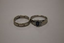 A LADIES 9 CT WHITE GOLD DRESS RING ALONG WITH A SILVER AND GOLD EXAMPLE (2)