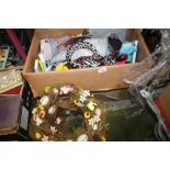 A BOX OF NEW ITEMS TOGETHER WITH FIVE EASTER WREATHS