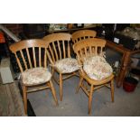 A PINE KITCHEN TABLE AND FOUR CHAIRS