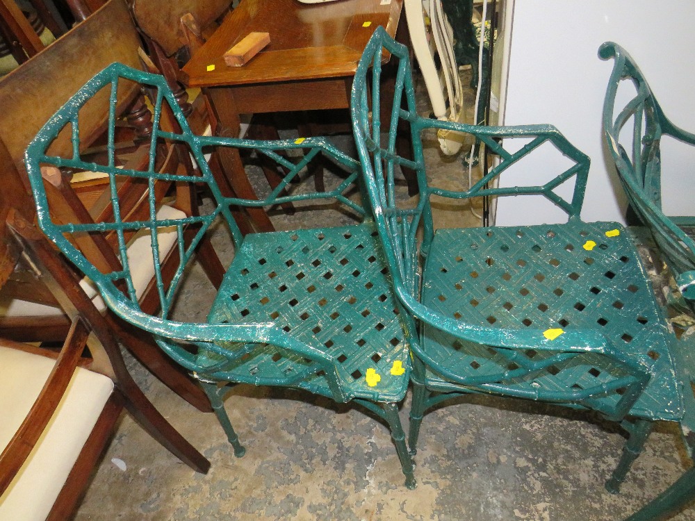A PAIR OF CAST ALUMINIUM CHAIRS TOGETHER WITH ANOTHER (3) - Image 3 of 3