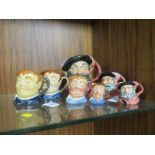 THREE GRADUATING ROYAL DOULTON CHARACTER JUGS - FALSTAFF, consisting of small D6519, medium D6385