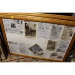 A SET OF FOUR PINE FRAMED PHOTOGRAPHIC AND ADVERTISING DISPLAYS TO INCLUDE CYCLING AND VINTAGE