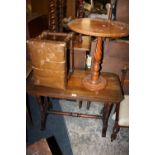 AN EDWARDIAN RECTANGULAR TABLE, OAK STOOL AND A CIRCULAR OCCASIONAL TABLE (3)