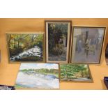 A COLLECTION OF OIL PAINTINGS TO INCLUDE AN EASTERN STYLE CARTING SCENE SIGNED SYMMONS, OIL ON BOARD