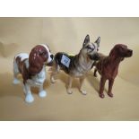 A BESWICK 'CHAMPION SUGAR OF WENDOVER' FIGURE TOGETHER WITH A BESWICK KING CHARLES SPANIEL AND A