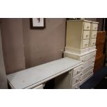 A MODERN DRESSING TABLE, CHEST OF DRAWERS AND A PAIR OF BEDSIDE CHESTS (4)