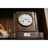 A VINTAGE MAHOGANY FRENCH BELL STRIKING MANTEL CLOCK