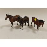 TWO MATT FINISH BESWICK HORSES TOGETHER WITH A GLOSS FINISH EXAMPLE (3)