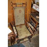 AN ANTIQUE AMERICAN ROCKING CHAIR A/F