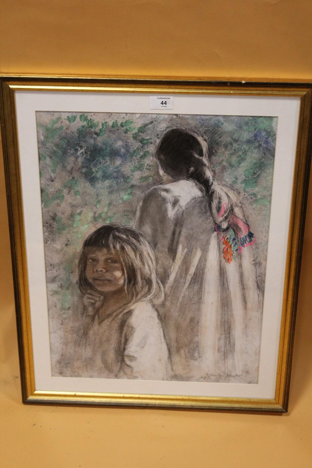 DIMITAR KRUSTER (XX). Continental school, a study of two young girls, signed lower right, pastel