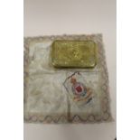 AN ARMY ORDINANCE SILK HANDKERCHIEF, TOGETHER WITH A 1914 CHRISTMAS TIN