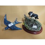 A BESWICK WALL HANGING SWIFT FIGURE A/F TOGETHER WITH A BORDER FINE ARTS 'FOUND SAFE' FIGURE