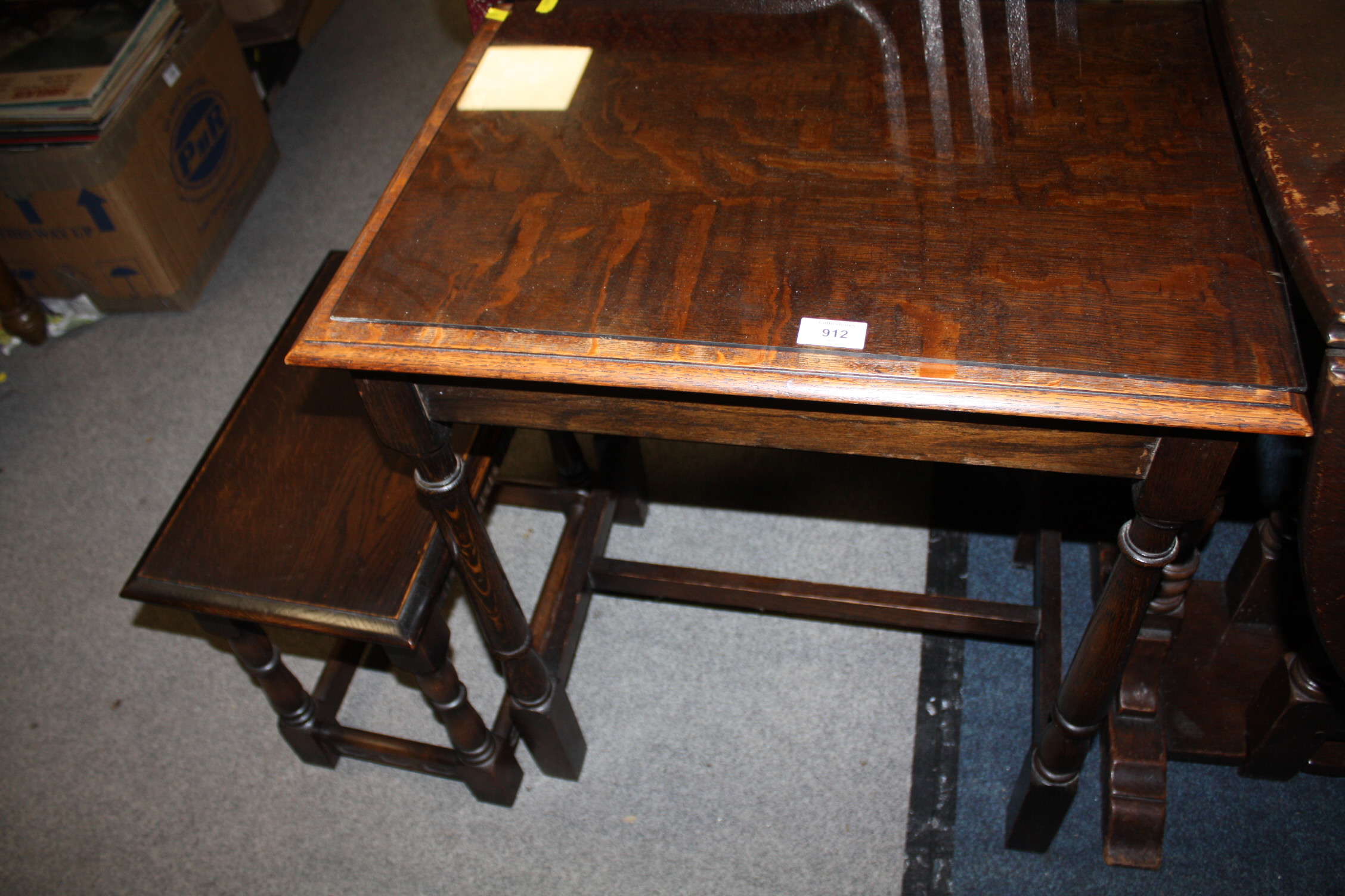AN OAK OCCASIONAL TABLE TOGETHER WITH ANOTHER (2)