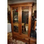 AN ANTIQUE WALNUT MIRRORED WARDROBE H-197 CM W-120 CM