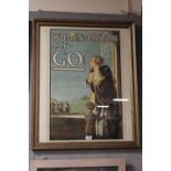 A FRAMED AND GLAZED 'WOMEN SAY GO!' WAR TIME TYPE POSTER