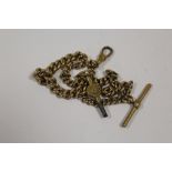 AN ANTIQUE POCKET WATCH ALBERT CHAIN & KEY